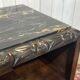 Art Deco bedside table in rosewood, walnut burl, and marble top.