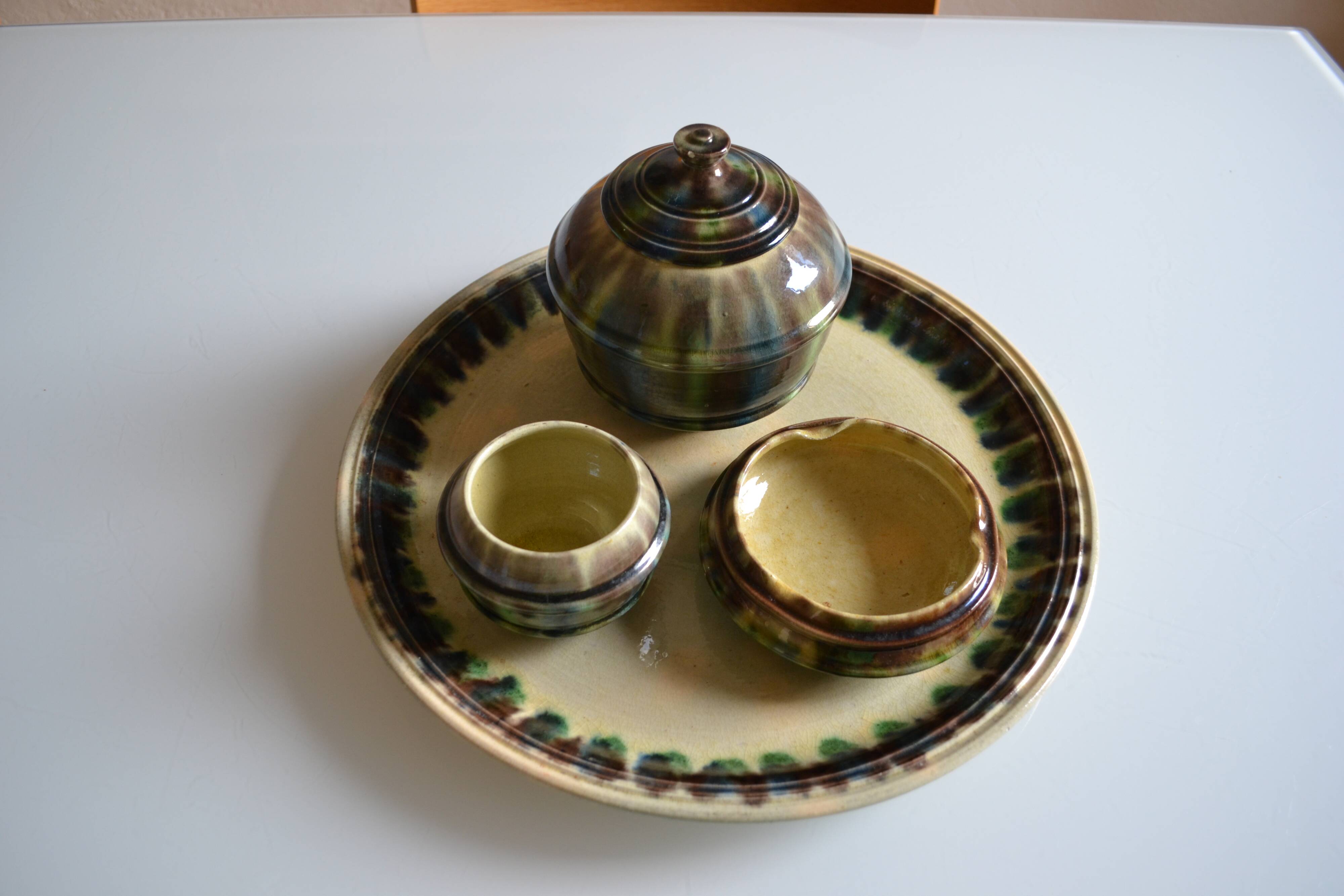 Sauveur Lunetta in Vallauris Vintage Ceramic 1950 Smoking Set