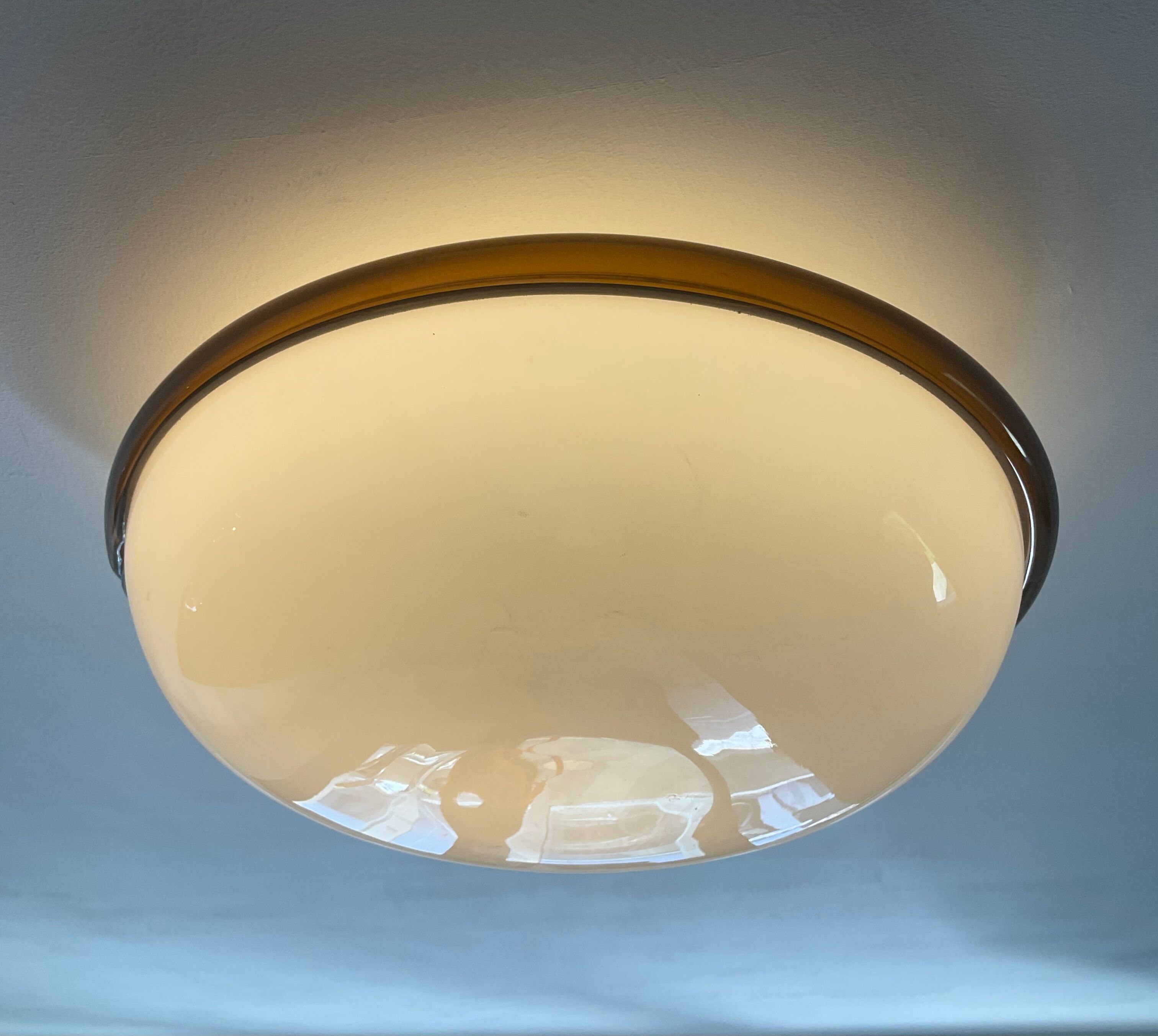 Vintage ceiling lamp in opaline and glass paste