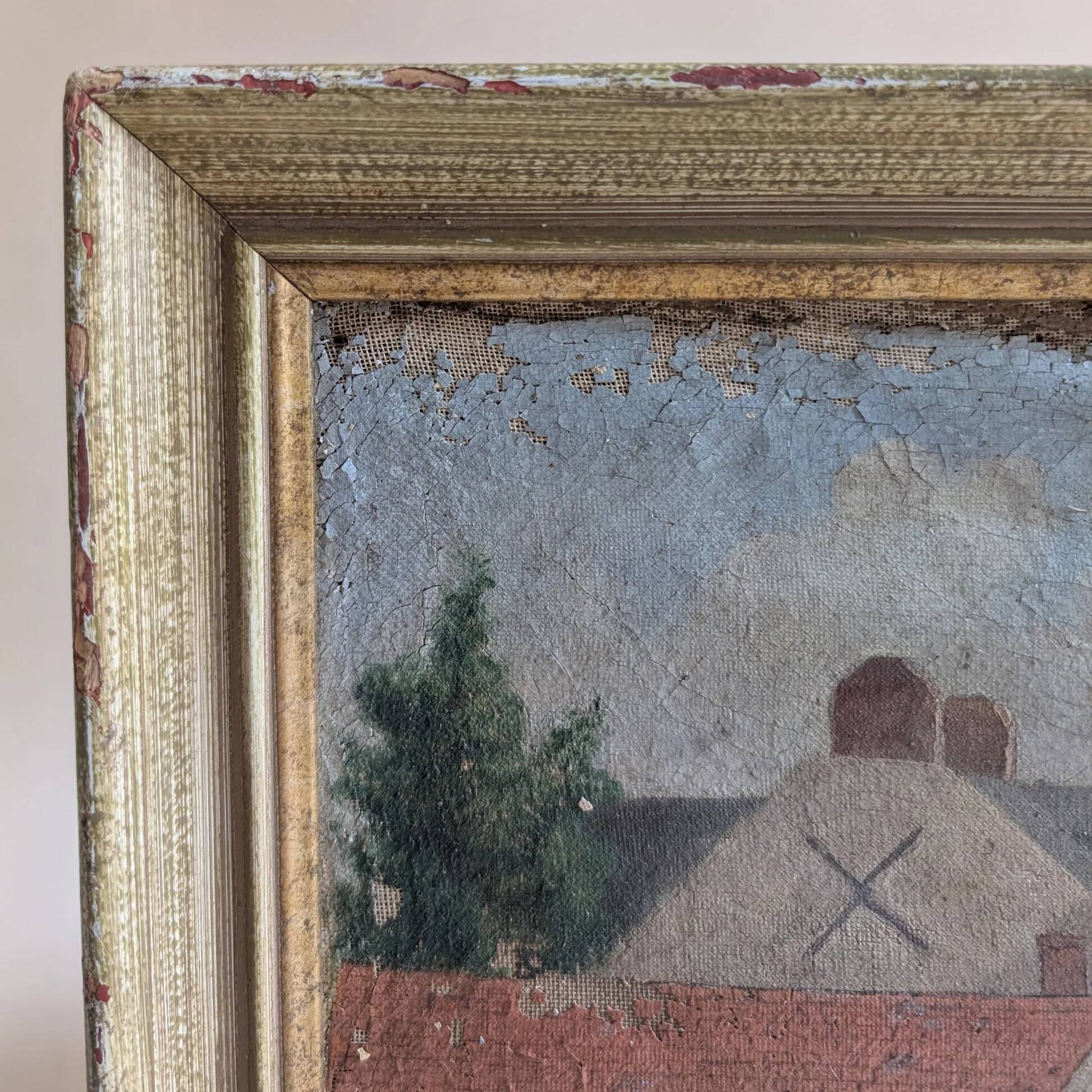 Old painting, village