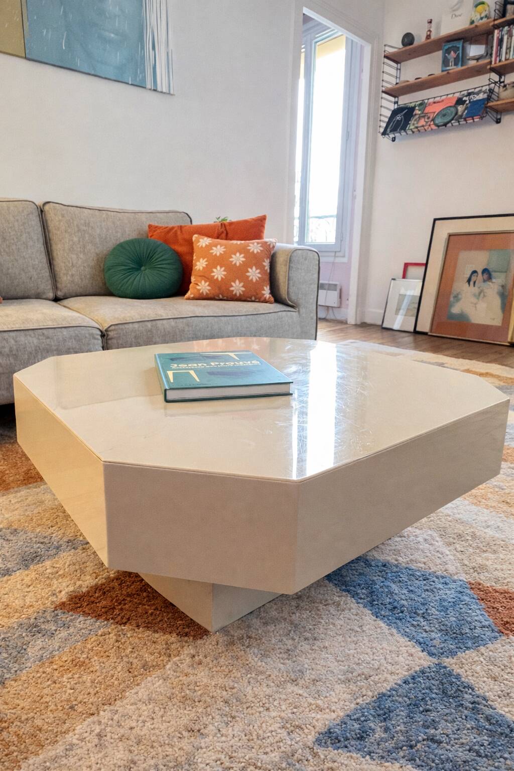 Cream lacquer coffee table David Lange