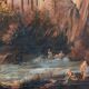 Old oil painting on canvas landscape with ruins and figures 121x98 cm