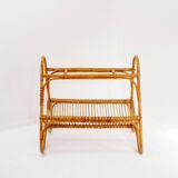 Vintage rattan magazine rack, Netherlands, 1960s
