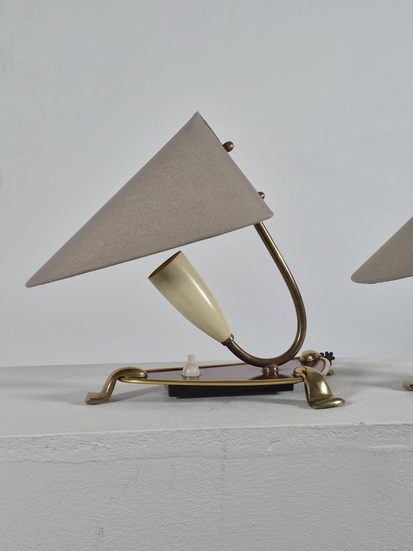 Pair of vintage brass wall or table lamps from the 1950s.