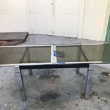 Chrome dining table and glass system