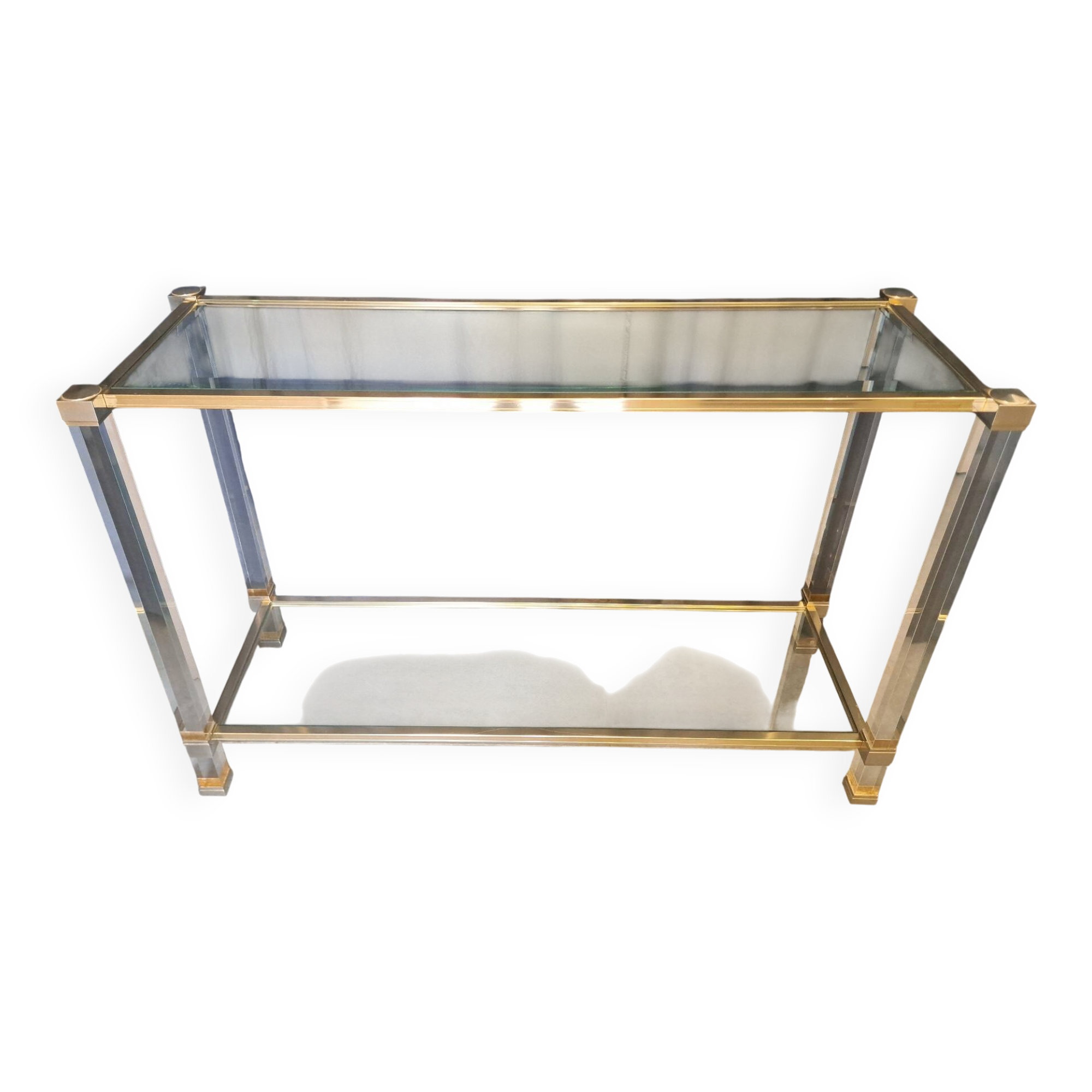 Console Pierre Vandel en lucite et alu doré