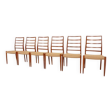 6 x vintage dining chairs | Niels Otto Møller | Model 82 | Papercord | Teak