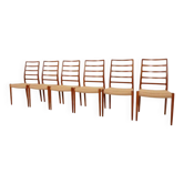 6 x vintage dining chairs | Niels Otto Møller | Model 82 | Papercord | Teak