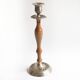 Sculpted wood and metal candle holder