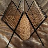 1970s rattan magazine rack