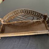 Brown rattan wall shelf