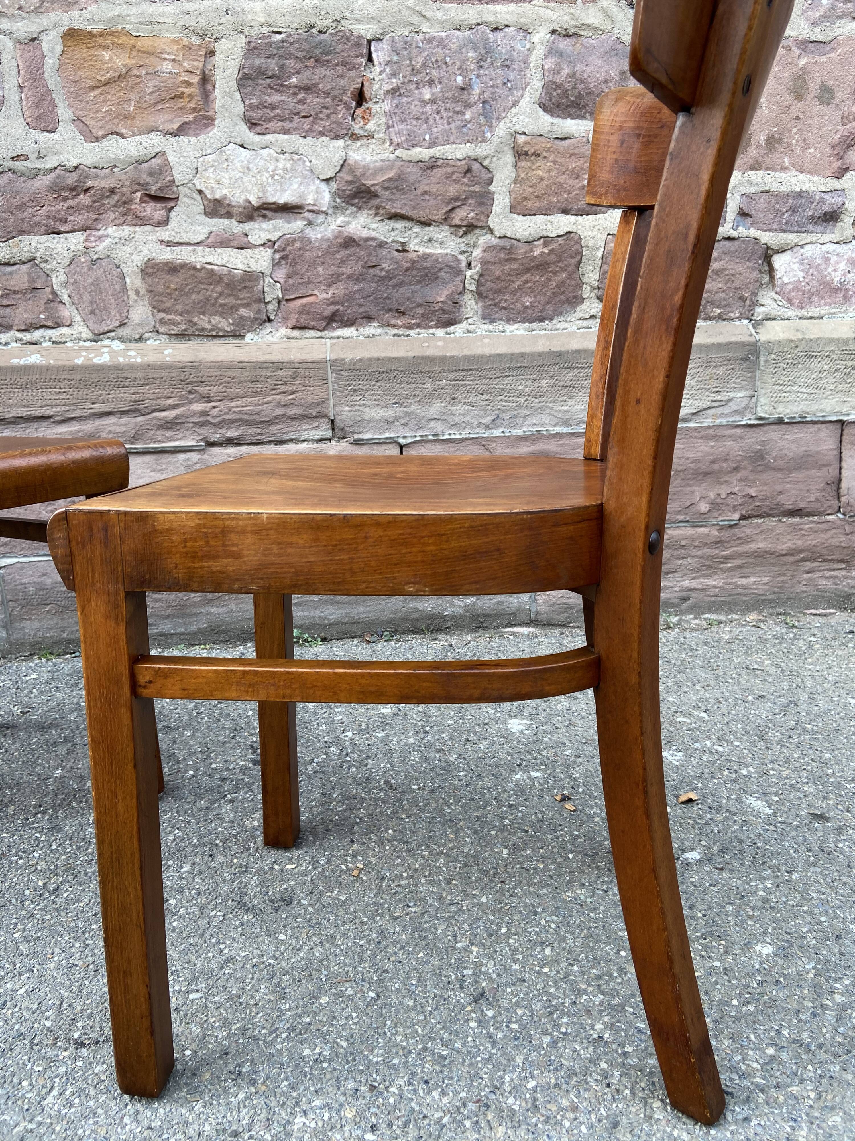 Paire de chaises bistrot bois courbé  1950