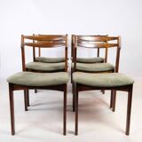 Ensemble de 12 chaises de salle à manger en palissandre et tissu vert