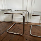 Nesting tables metal and smoked glass 70s