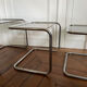 Nesting tables metal and smoked glass 70s