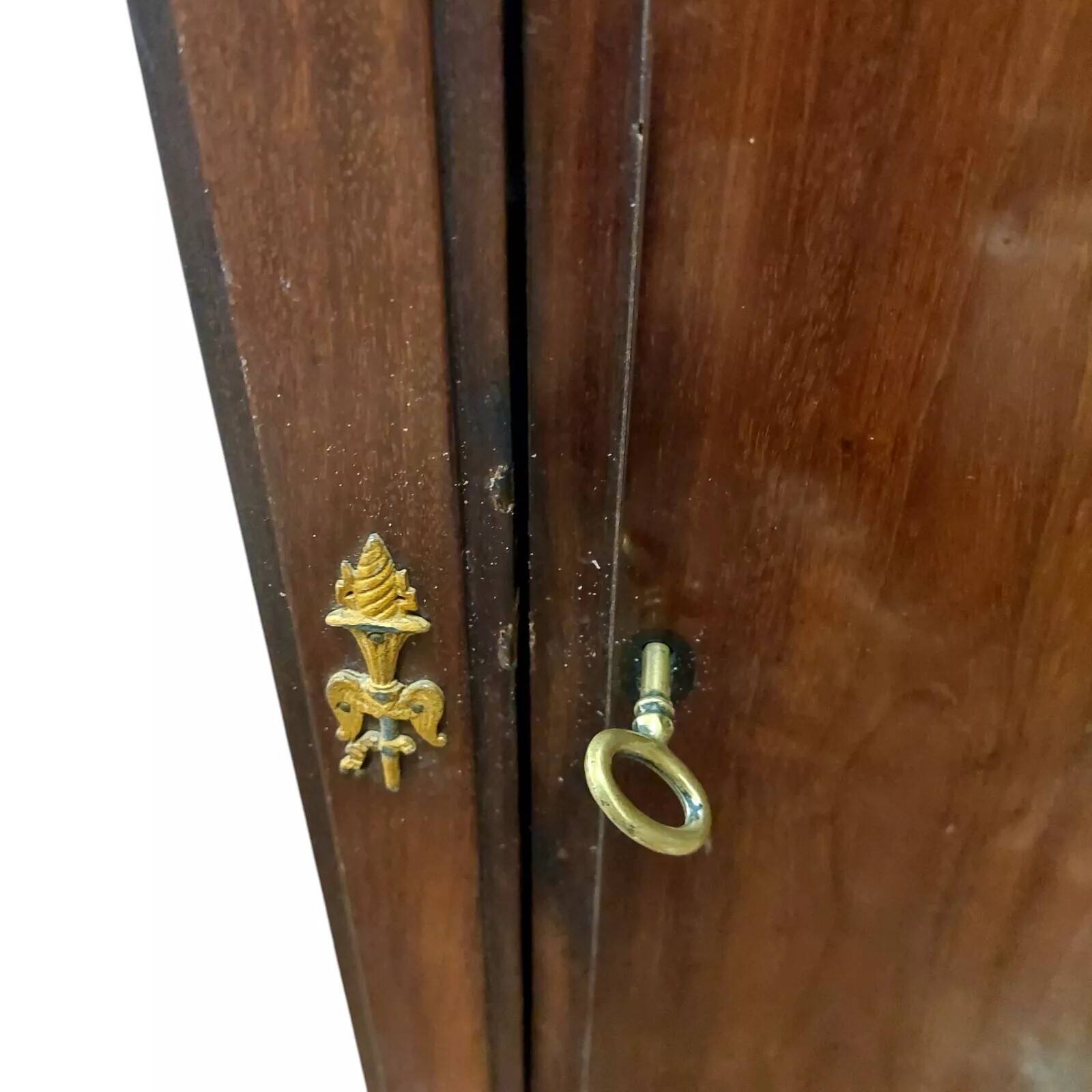 Antique bedside table - napoleon iii column mahogany marble 19th century