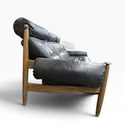 Vintage black leather armchair/sofa/living room by Eric Merthen
