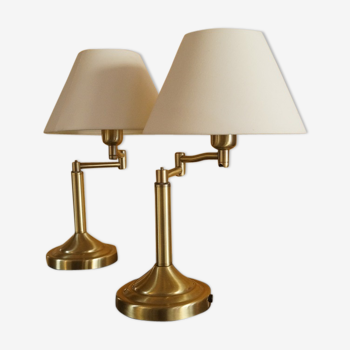 Pair of brass reading light lamp