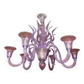 Lustre contemporain en verre de Murano à feuilles de glycine « Glicine ».