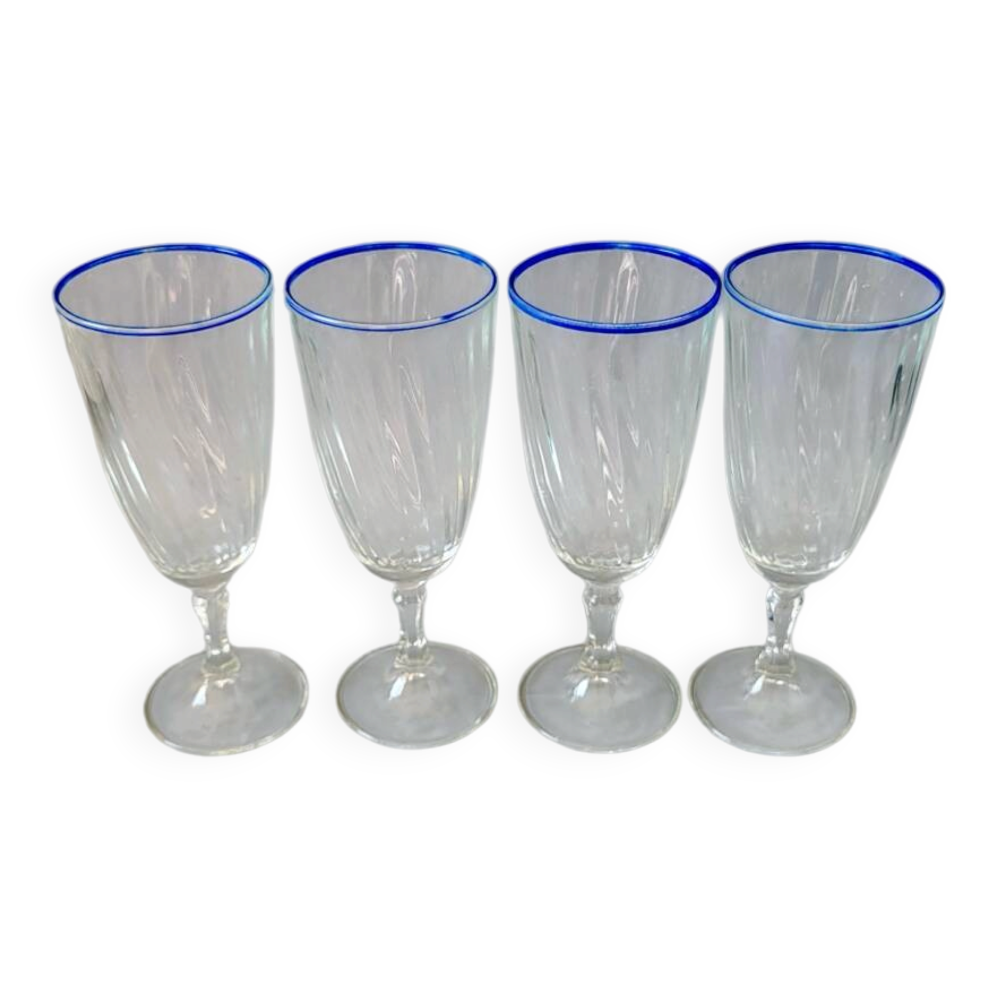 blue trimmed footed glasses