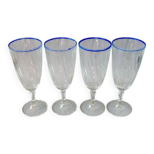 verres à pieds liseré bleu
