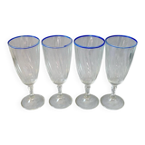 blue trimmed footed glasses