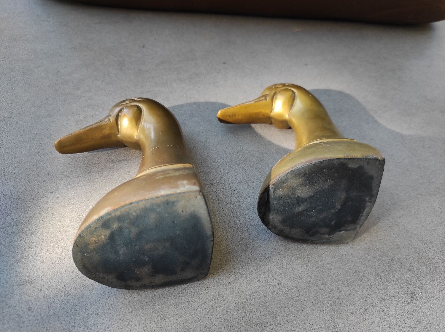 Paire de canards en laiton serre-livres