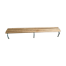 Vintage wood kindergarten bench and tubular structure in Long lacquered metal. 2m / High. 26 cm