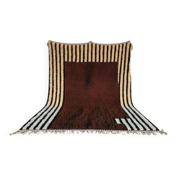 Grand tapis berbère en laine naturelle marocain d’atlas 3/4 m