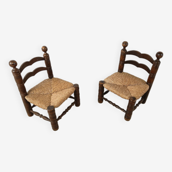 Chaises pour enfants brutalistes Charles Dudouyt (attr), lot de 2, années 1960