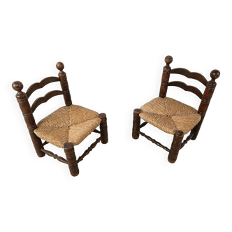 Chaises pour enfants brutalistes Charles Dudouyt (attr), lot de 2, années 1960