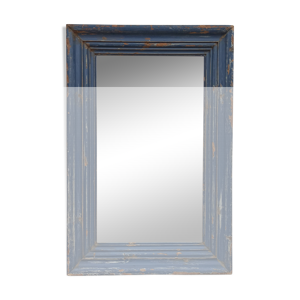Miroir ancien en bois - bleu