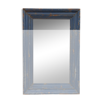 Old blue wooden mirror