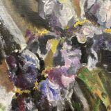 Oil on canvas bouquet with iris