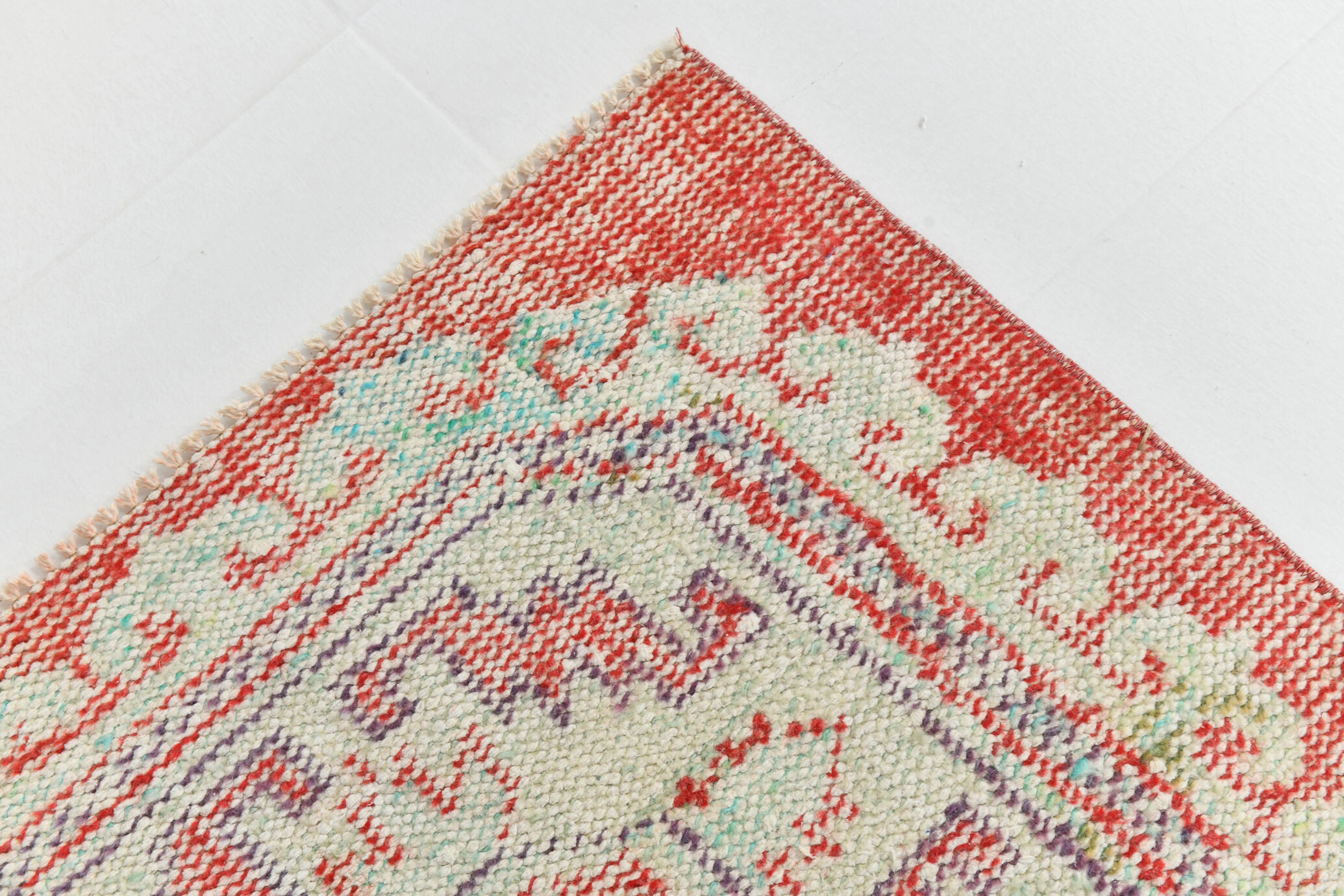 3x9 red & beige vintage runner rug 82x269cm