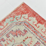 3x9 red & beige vintage runner rug 82x269cm