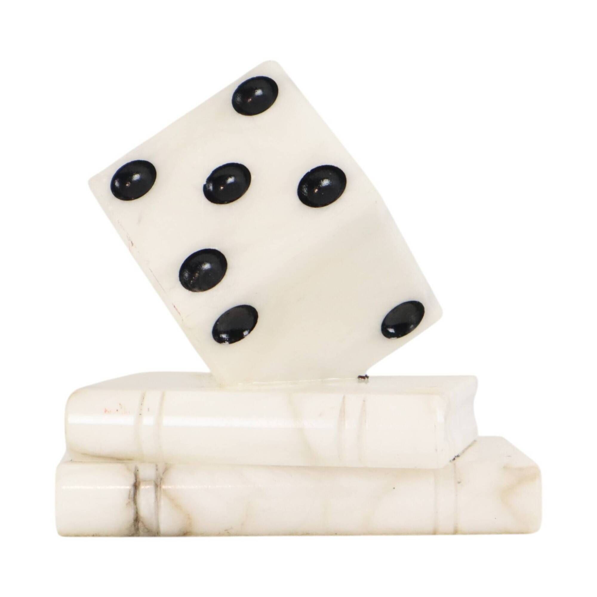 Vintage Alabaster Dice Paperweight Figurine 15cm