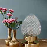Vintage globe table lamp in diamond-point glass