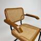 Set of 2 tubular black frame and cane cantilever dining chairs Breuer, italy, 1970s