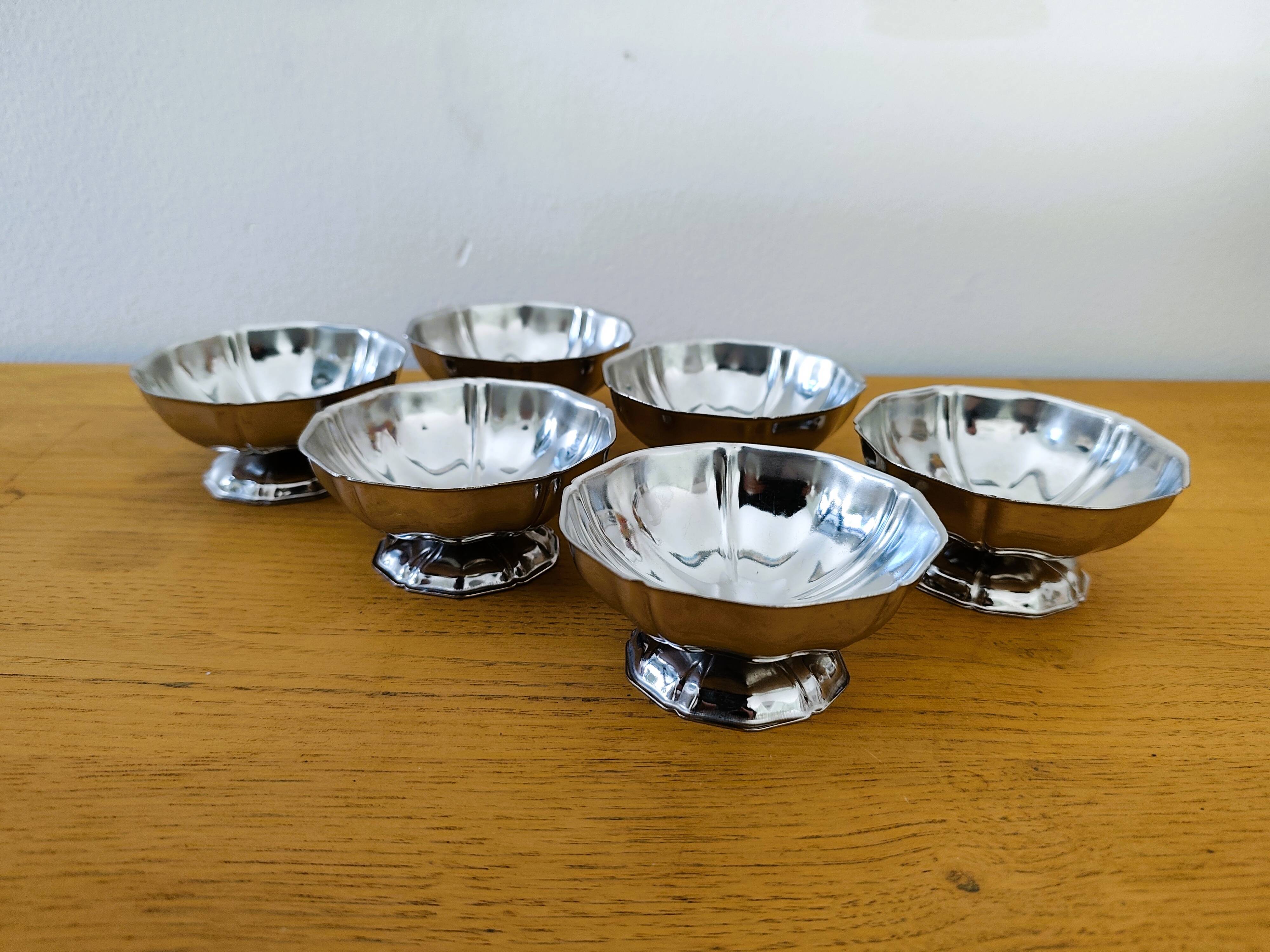 Vintage stainless steel ice cream cups