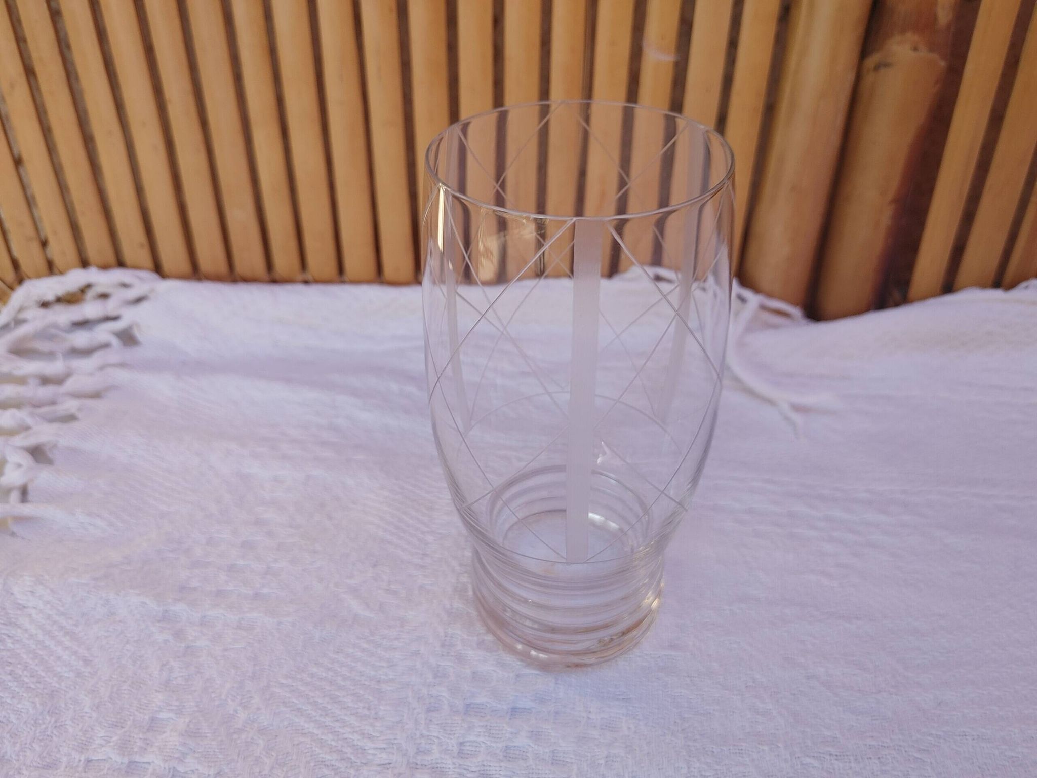 6 large old orangeade glasses - engraved crystal base, typical of the 1930s