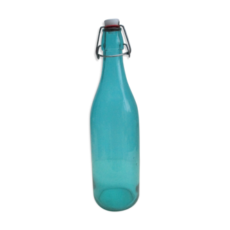 bouteille en verre turquoise , bouchon hermétique