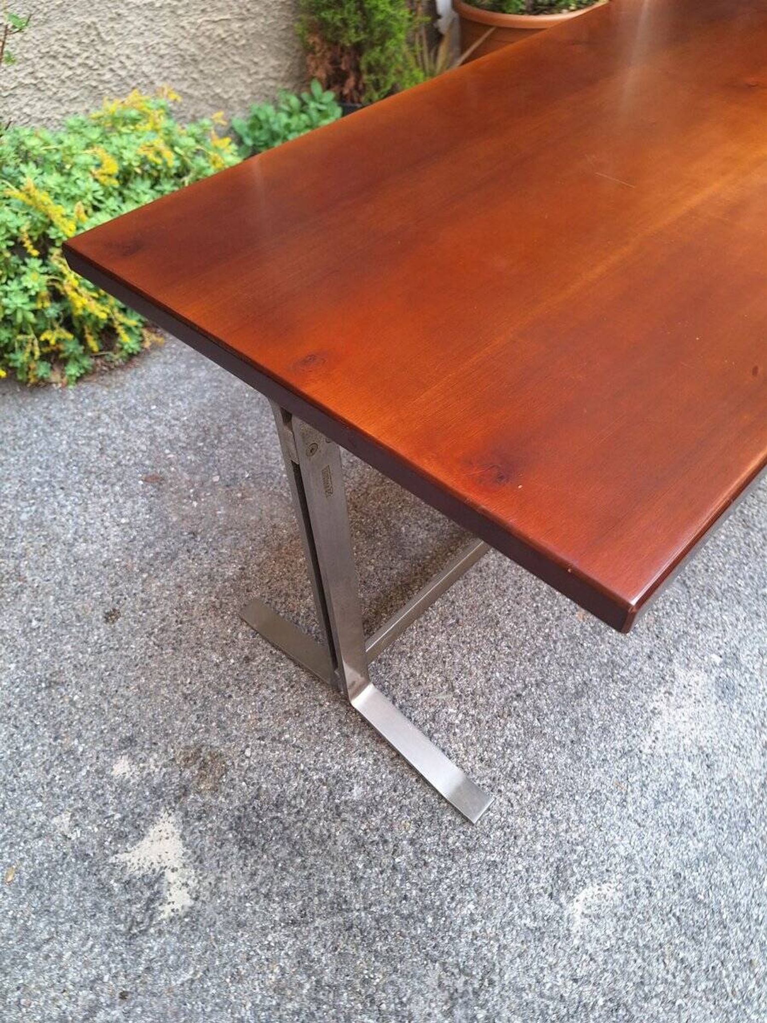Vintage Desk Table in Wood and Chromed Metal by Gianno Moscatelli for Formanova, 1960s