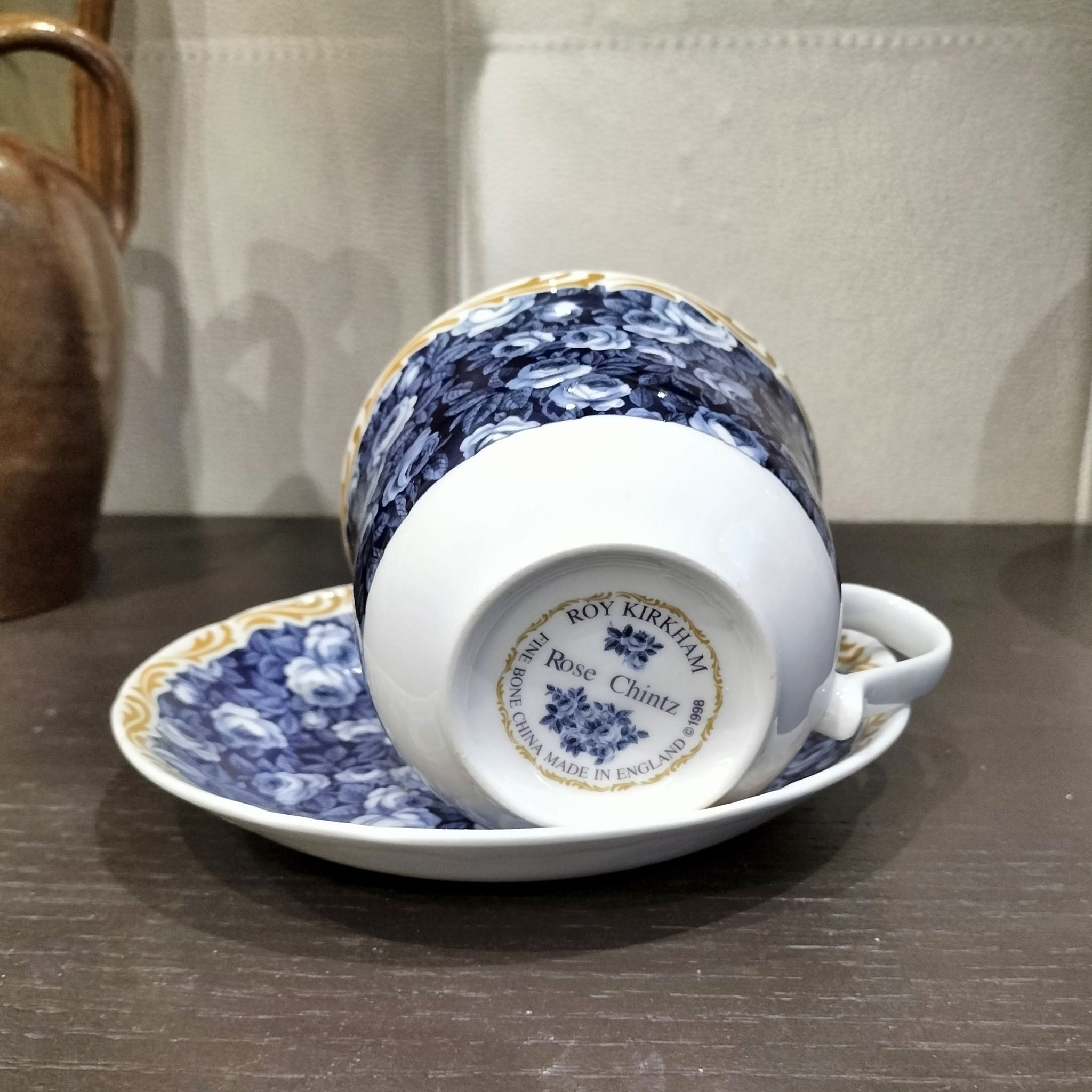 Jumbo cup english lunch Roy Kirkham model rose chintz blue