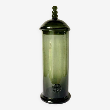 Apothecary pot in bubbled glass, dark green, VCM Reims.