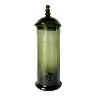 Apothecary pot in bubbled glass, dark green, VCM Reims.