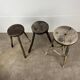 3 primitive stools, folk art