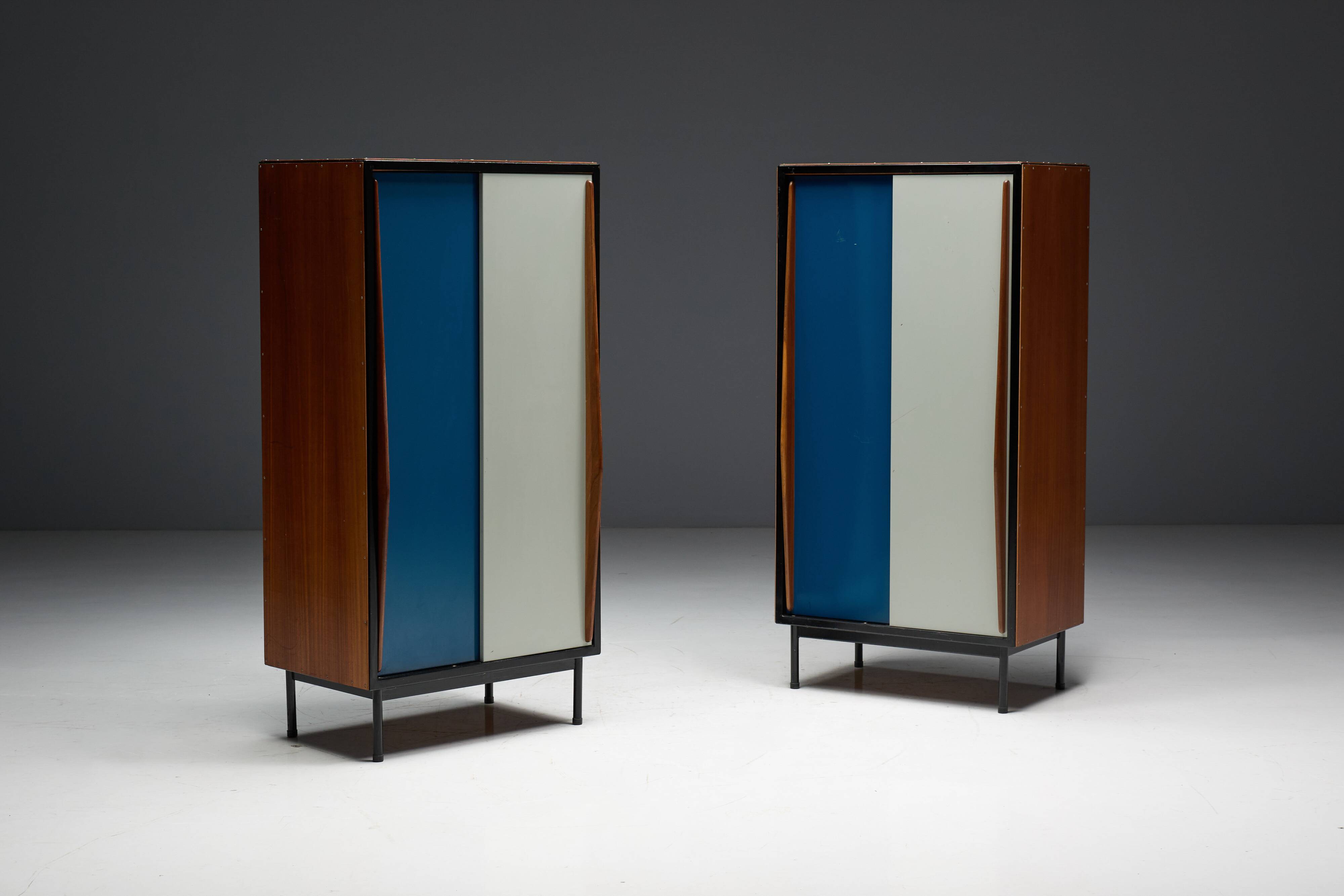 Modernist wardrobes by Willy Van Der Meeren for Tubax, Belgium, 1950s