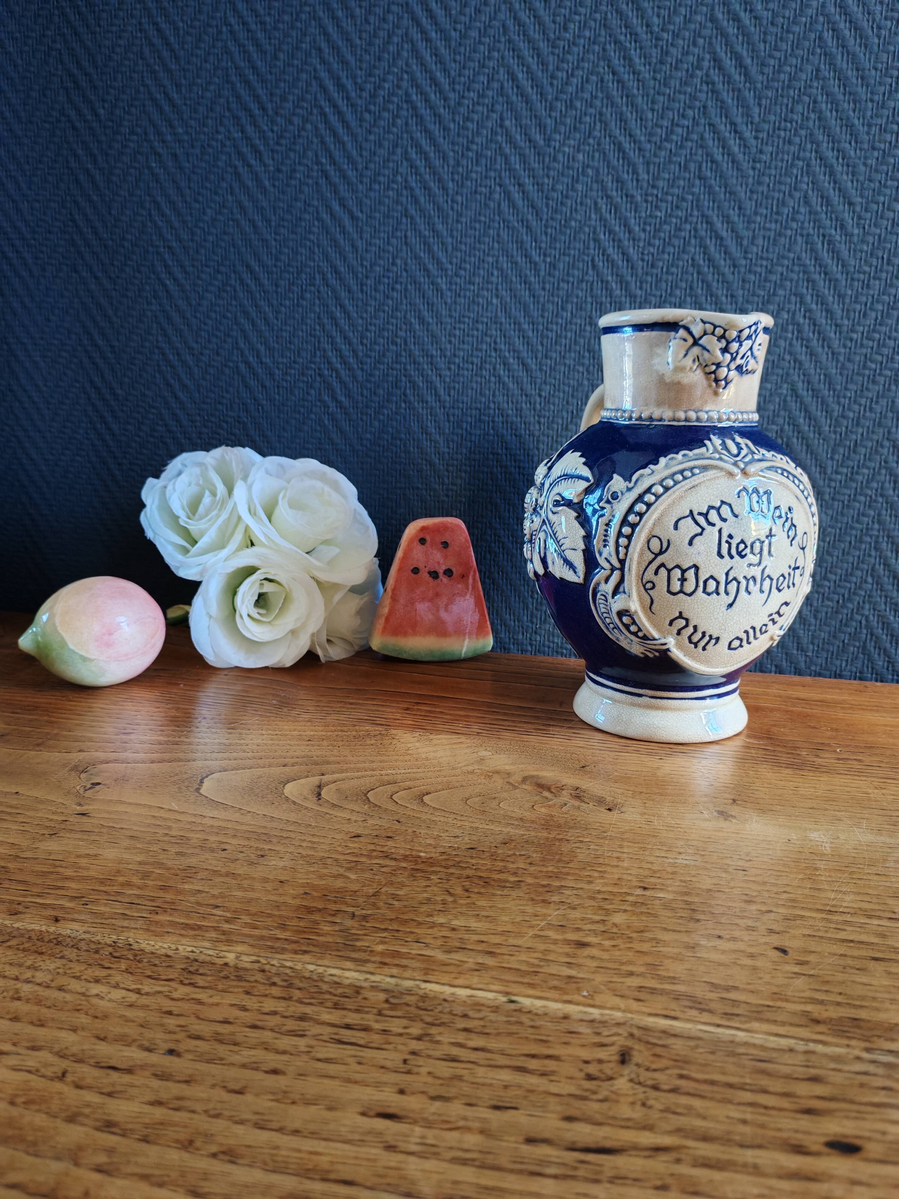 Old Stoneware Wine Jug from Westerwald, Germany