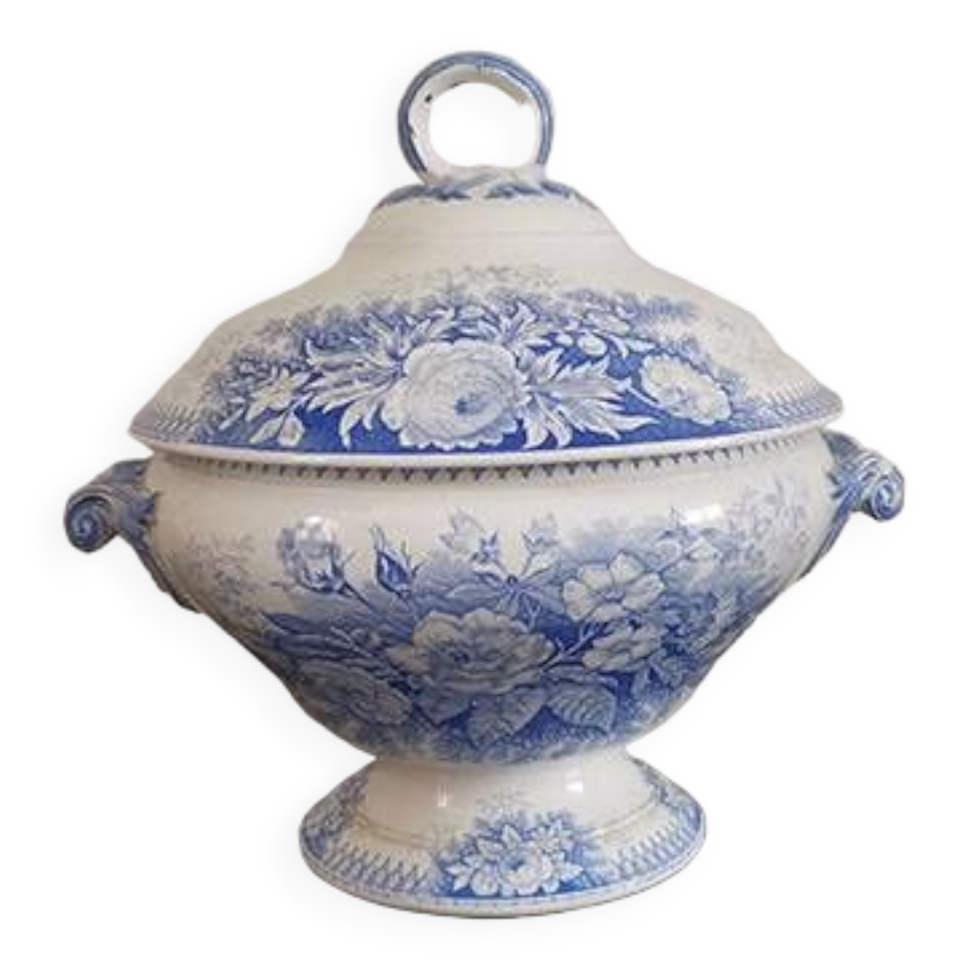 Sarreguemines U & C iron clay soup tureen "Jardinière" model